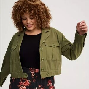 TORRID Twill Safari Jacket - Olivine 2XL